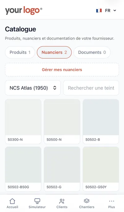 Catalogue et nuanciers